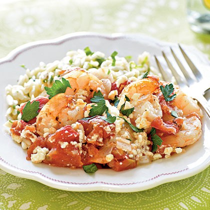 Baked shrimp with feta