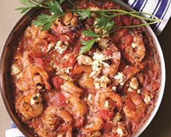 Baked shrimp with tomatoes and feta