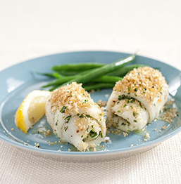 Baked sole fillets with herbs and bread crumbs