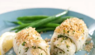 Baked sole fillets with herbs and bread crumbs