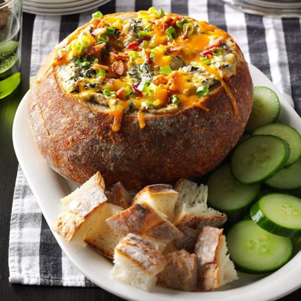 Baked spinach dip loaf
