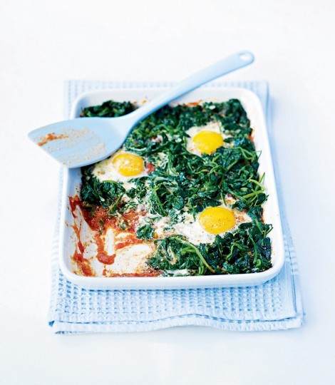 Baked spinach eggs