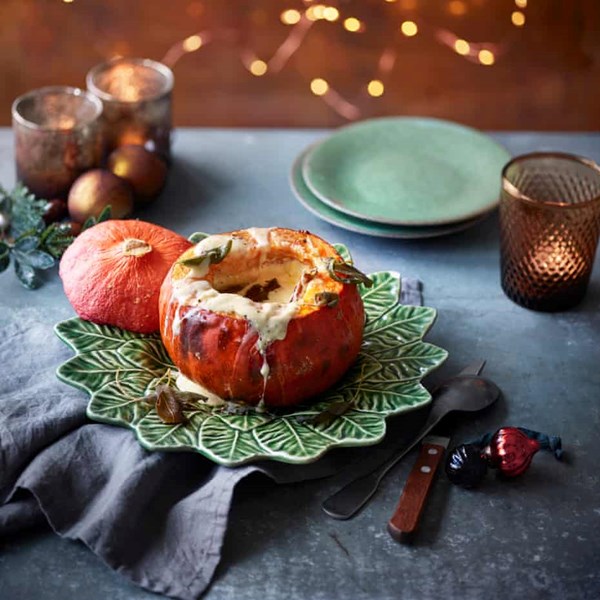 Baked squash with celery and herb cream