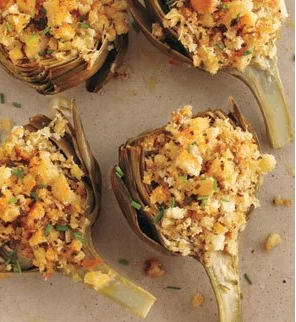 Baked stuffed artichokes with pecorino