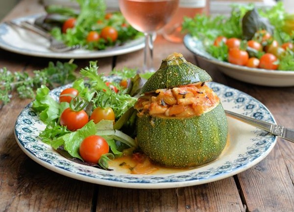 Baked stuffed Provençal courgettes