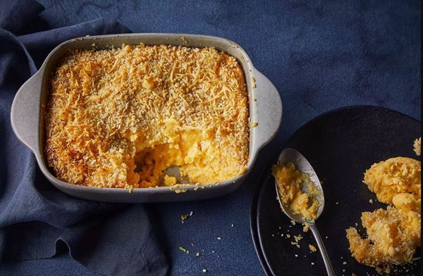 Baked swede & cheddar pudding