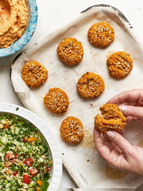 Baked sweet potato falafel
