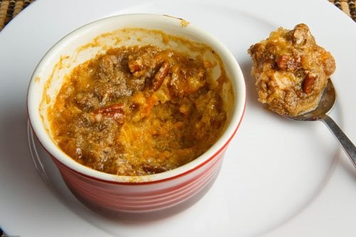 Baked sweet potato oatmeal with pecan streusel