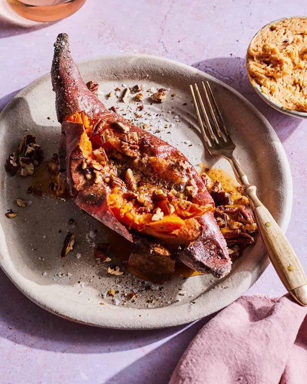 Baked sweet potatoes with chipotle maple butter