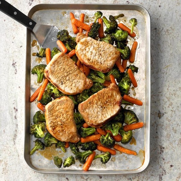 Baked teriyaki pork & veggies