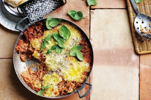 Baked tomato and provola risotto