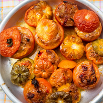 Baked tomatoes with coconut and mustard seed