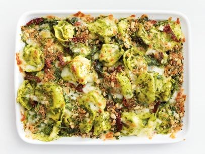 Baked tortellini with kale pesto