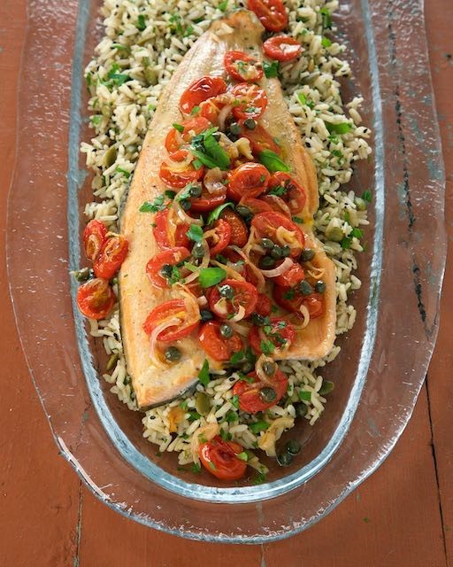 Baked trout & tomatoes