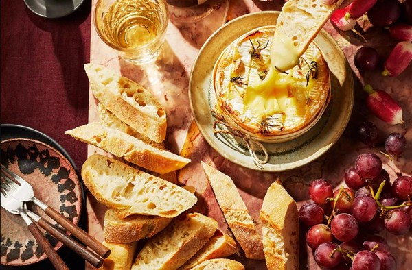 Baked Tunworth with garlic, rosemary & vermouth