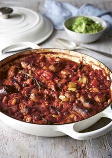 Baked Tuscan bean and sausage stew
