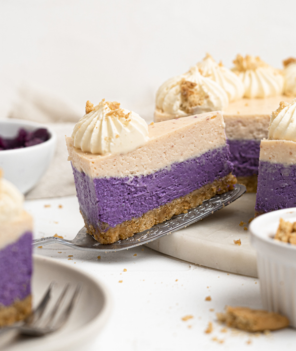 Baked ube cheesecake