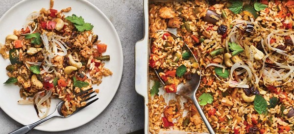 Baked vegetable biryani