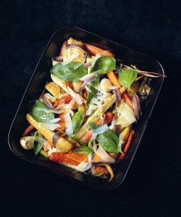 Baked vegetables with anchovies