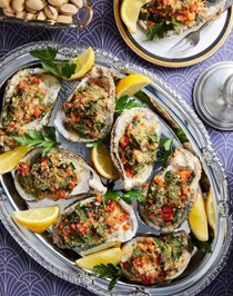 Baked West Egg oysters Rockefeller