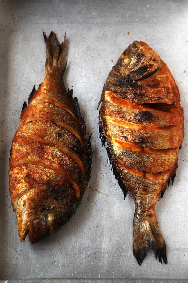 Baked whole fish