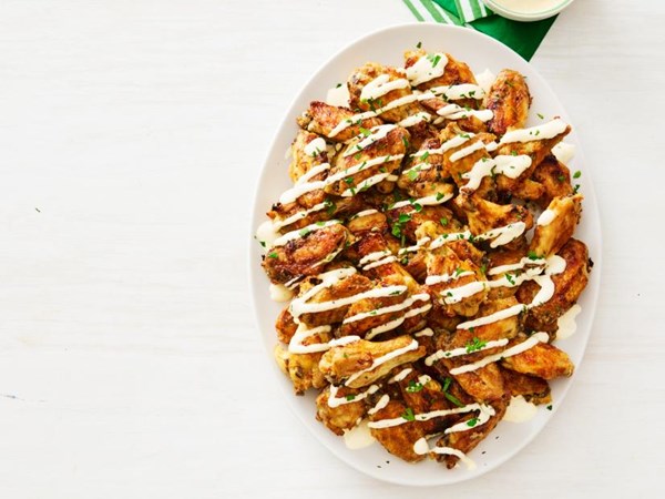 Baked wings with Alabama white BBQ sauce