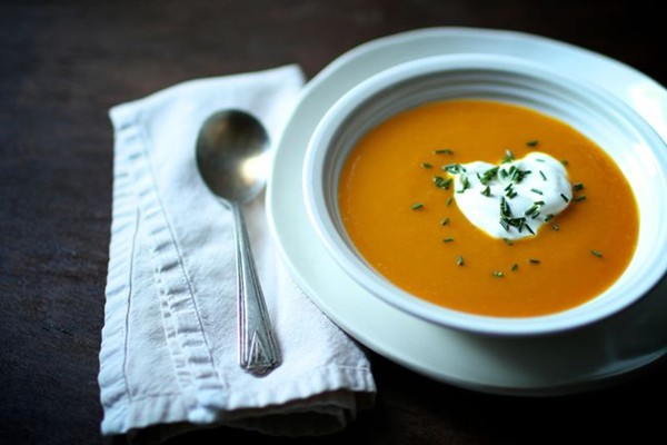 Baked winter squash soup