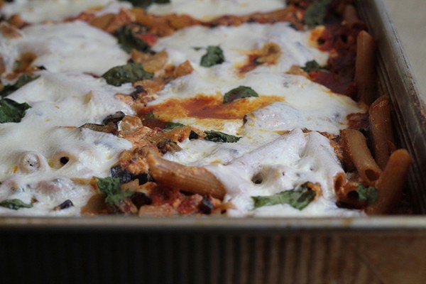 Baked ziti with eggplant
