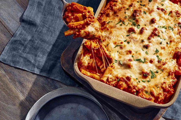 Baked ziti with shortcut vodka sauce