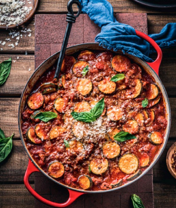 Baked zucchini with Italian meat sauce