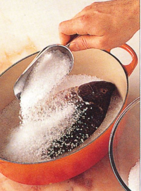 Baking fish in a salt crust