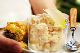 Baklava with rose water and tea granita