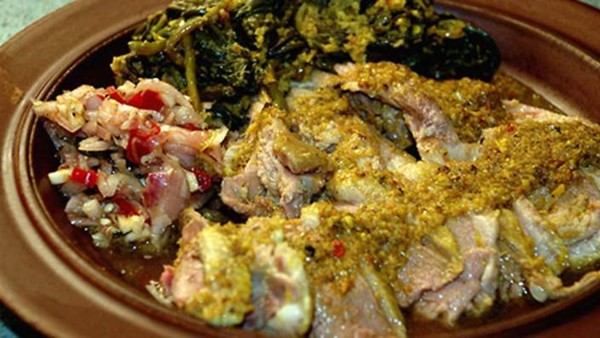 Balinese barbecued duck (Bebek betutu)