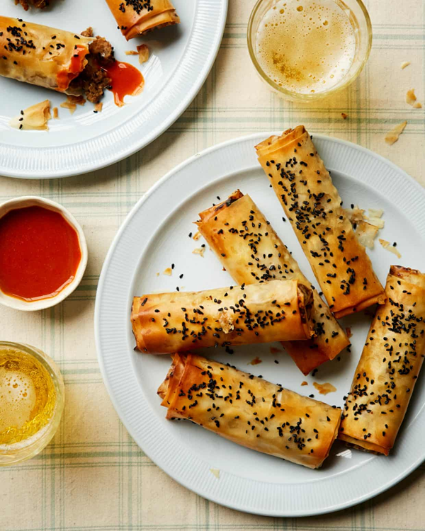 Balinese mango pork crispy rolls
