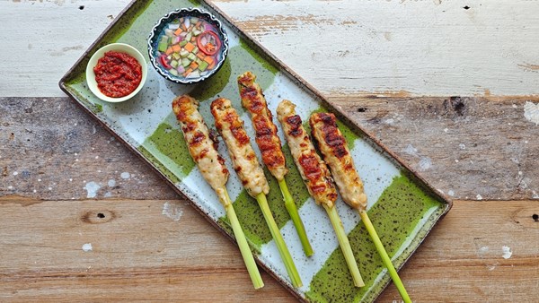 Balinese minced seafood satay (Sate lilit ikan)