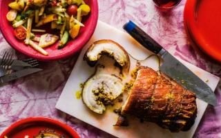 Balinese roast pork with hot sweet-sour salad