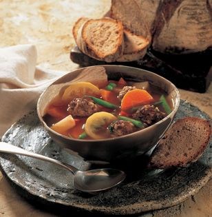 Balkan lamb meatball soup with vegetables