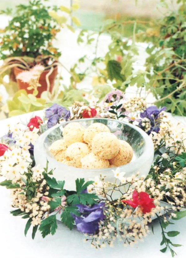 Ballymaloe vanilla ice cream served in an ice bowl