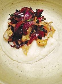 Balsamic beets with a celeriac cream