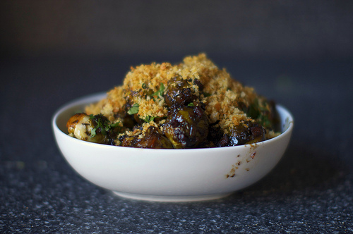 Balsamic braised Brussels with pancetta