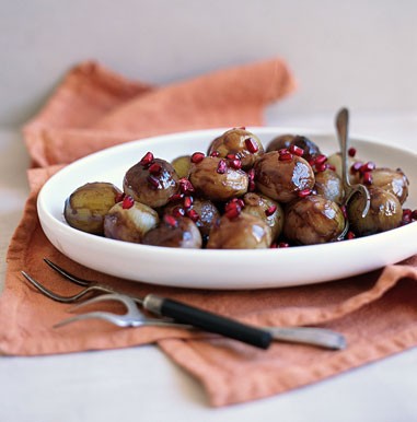 Balsamic-braised cipolline onions with pomegranate