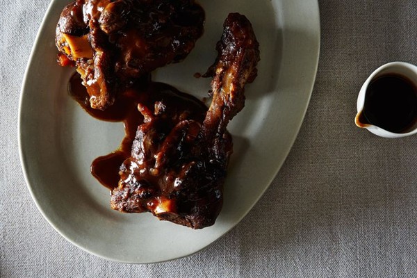 Balsamic-braised lamb shanks