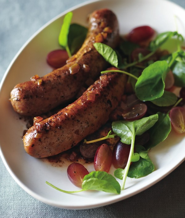 Balsamic-braised sausages
