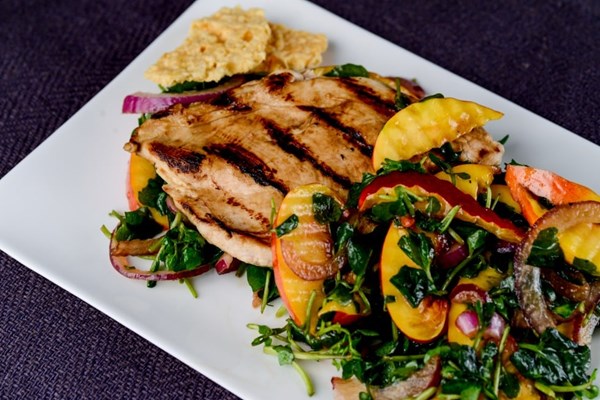 Balsamic chicken with watercress and nectarine salad