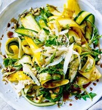 Balsamic courgette, pine nuts and Parmesan salad