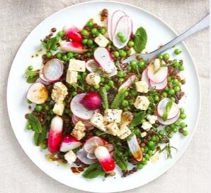 Balsamic feta & mint Puy lentils