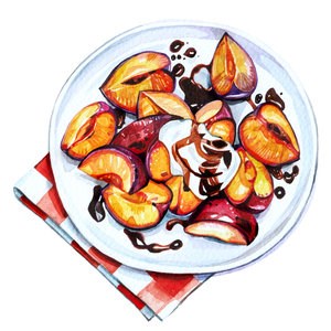 Balsamic glazed and roasted plums