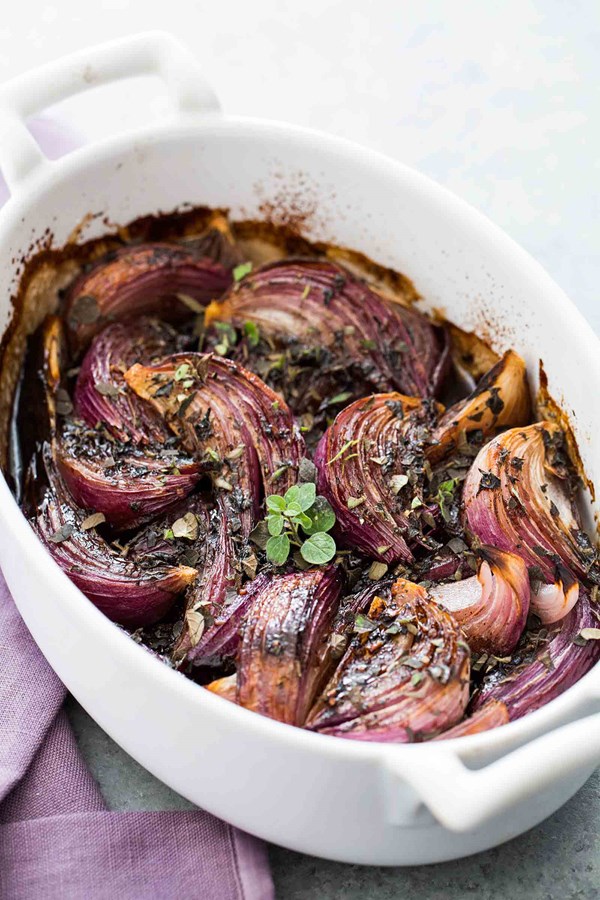 Balsamic-glazed red onions