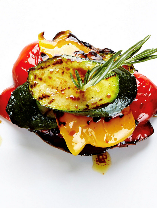 Balsamic grilled vegetable stacks