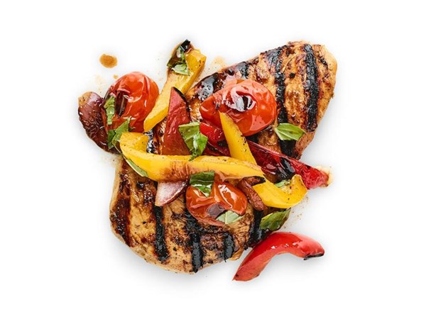 Balsamic-honey chicken with peperonata